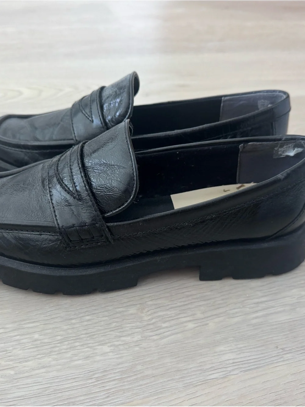 Dolce Vita Black Leather Square-Toe Penny Loafers